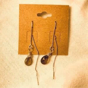 Sterling silver and smoky quartz threader earrings